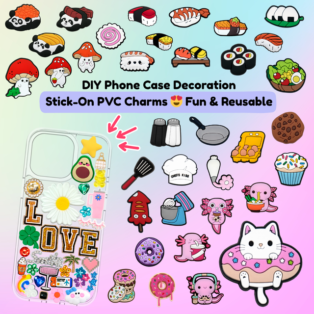 Kawaii 3D PVC Waterproof Phone Case Charms 3-5cm Handmade DIY Craft for Valentine's Day-HYB Kuaji Brand