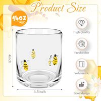 Verres à jus/cocktail/old fashioned en verre soufflé à la main OrtusHome 14 onces avec motif abeille |   Design esthétique, compatible lave-vaisselle, pour femmes