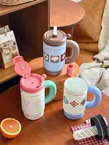 Mug à café isotherme en acier inoxydable 316 de grande capacité 1200 ml avec doublure intérieure en céramique et paille - Product Image 4