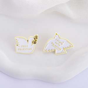 Sming Pins Paloma de La Paz pines esmaltados pájaro blanco personalizado con broches de rama de olivo para mochila insignias de solapa Animal - Product Image 3