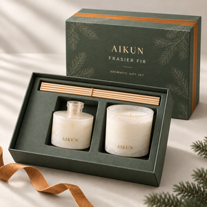 Collection de bougies parfumées en verre marbré blanc Aikun, ensemble diffuseur à bâtonnets, parfum sur mesure, OEM ODM, commande en gros pour la décoration intérieure - Product Image 2