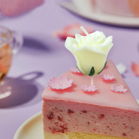 Bougie réaliste en forme de rose blanche, élégante décoration florale pour gâteau avec pique, idéale pour mariage, anniversaire et fêtes romantiques