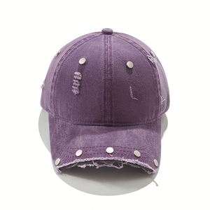 Style rétro hip-hop avec rivets et bords effilochés, ajustement unisexe (55-60 cm), mode vintage pour la rue, le shopping et les activités de plein air - Product Image 4