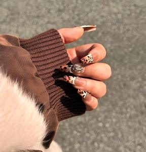 <span class=keywords><strong>Ongles</strong></span> press-on faits main, strass de qualité supérieure, motif léopard scintillant, style français, amovibles et réutilisables - Product Image 3