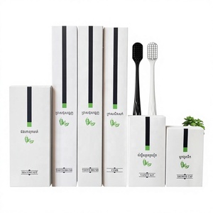 Оптовый набор одноразовых принадлежностей для ванной комнаты класса люкс для отелей и гостевых домов: бамбук и пластик, с зубной щеткой, зубной пастой и расческой, в коробке - Product Image 1