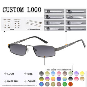 Fashion Brand Designer Unisex Rectangle Sunglasses Metal Frame Brown Lens UV400 Protection Outdoor Use Adult - Product Image 2