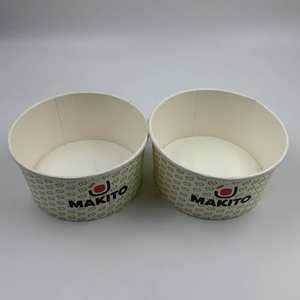 Vente en gros de bols à salade jetables avec impression personnalisée pour emballage alimentaire bol en papier blanc kraft avec couvercle - Product Image 5