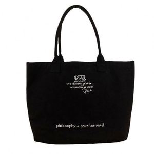 Bolsa de Hombro de Lona con Logotipo Personalizado Estampado en Caliente, Bolsa de Compras Grande de Lona de Algodón Negra - Product Image 5