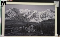 Tableau mural en toile Paysage Montagne enneigée Noir et Blanc, Affiche imprimée sur carton encadrée pour Décoration Intérieure