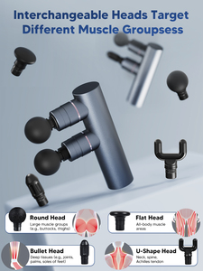 Pistola de masaje muscular de tejido profundo de doble cabeza inalámbrica de mano Masajeador de pistola de fascia de frecuencia inteligente profesional - Product Image 4