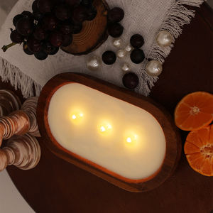 Nhà Máy Bán buôn hình bầu dục bằng gỗ nến Bát mộc mạc trang trí Tay Chạm Khắc lớn bằng gỗ bột bát để làm nến - Product Image 4