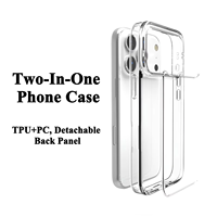 Étui de téléphone personnalisé anti-traces de doigts en TPU+PC, résistant aux chocs, avec plaque arrière détachable 2-en-1 et fente pour cartes pour 18 17