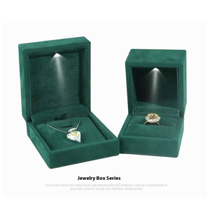 Eco -friendly Luxury <b>Ring</b> <b>Box</b> Wholesale Plastic Velvet Jewelry <b>Box</b> Presentation with LED Light Square Jewelry Packaging <b>Box</b> - Product Image 1