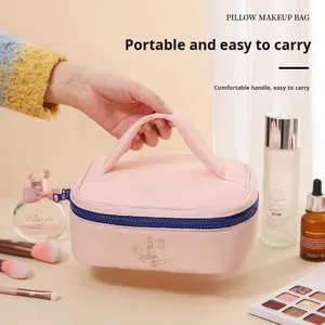 กระเป๋าใส่เครื่องสำอางแบบพกพา ผ้าฝ้ายเนื้อนุ่ม สีพื้นเรียบง่าย สดใส ใช้สำหรับเดินทาง ใส่เครื่องสำอางและผลิตภัณฑ์บำรุงผิว - Product Image 3