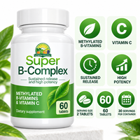 Comprimés Super Complexe B à Libération Prolongée - Vitamines B Méthyliées 5-MTHF Folate & Méthyl B12 - Meilleures Ventes
