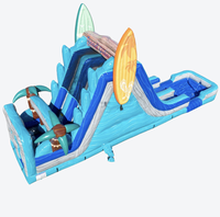 Toboggan aquatique gonflable double piste de 18 pieds, coloris Good Vibes Magenta, qualité commerciale pour activités de plein air