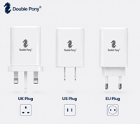 Adaptor Charger Dinding Cepat Multi Port 65W GaN 2USB C dan 1USB A, Colokan EU US UK, Pengisian Cepat PD untuk Laptop, Smartphone, Tablet