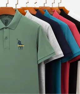 100% Cotton Men's Blank Golf Polo T Shirts Embroidered Logo Plain Short Sleeve Casual Polo Shirts