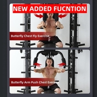 Máquina Smith Multifunción Comercial de Alta Resistencia con Jaula de Potencia, Crossover de Doble Cable y Rack de Sentadillas, 48 en 1 Funciones, 290 kg