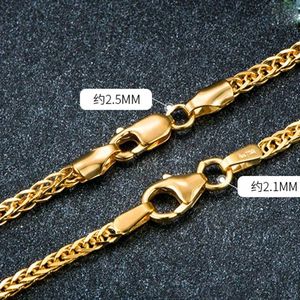 Collar trenzado de cadena de trigo de oro amarillo macizo de 18 quilates de 1.1mm, 2.1mm, 2.5mm, 3mm, que no se desvanece, de estilo occidental, de moda para mujer - Product Image 4