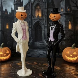 Nouvel ensemble d'Halloween transfrontalier imprimé en 3D en PLA, sculpture de gentleman citrouille minimaliste moderne, ornement, cadeau de vacances pour garçons - Product Image 3