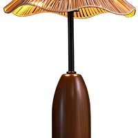 Lampe de table en bois tressé, lampe de sol décorative LED, lumière chaude, abat-jour brun pour salon, café, bar
