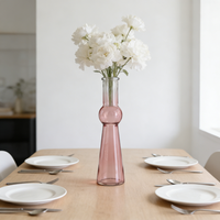 Vase en verre conique rose en forme de gourde pour la décoration moderne de la maison et l'ornement de bureau minimaliste