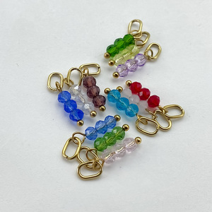 Breloques pendantes pierres de naissance |   Pendentif en acier inoxydable plaqué or 18K PVD avec perle de cristal facettée pour la fabrication de bijoux DIY |   Imperméable - Product Image 4