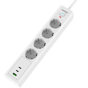 Regleta de alimentación de 3OW <span class=keywords><strong>Enchufe</strong></span> protector contra sobretensiones <span class=keywords><strong>plano</strong></span> Cable de extensión de 2 metros <span class=keywords><strong>Enchufe</strong></span> de 2 pines y toma de tierra estándar - Product Image 1