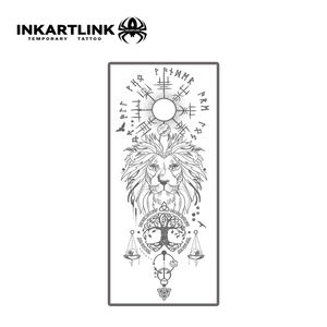 INKARTLINK Adesivo <span class=keywords><strong>Tatuaggio</strong></span> Leone Vichingo <span class=keywords><strong>Albero</strong></span> della Vita Bussola Norrena Vegvisir Bilancia della Giustizia Estetico Erboristico 15 Giorni Confezione Multipla - Product Image 3