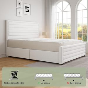 Lit plateforme capitonné au design élégant, tête <span class=keywords><strong>de</strong></span> lit et pied <span class=keywords><strong>de</strong></span> lit en velours, lattes en bois, rangement gain <span class=keywords><strong>de</strong></span> place, directement <span class=keywords><strong>de</strong></span> l'usine chinoise - Product Image 3