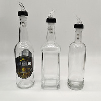 Distributeur d'huile d'olive en verre transparent Liqueur Bouteille en plastique Huile Verseurs de vin en plastique Bouchon noir Becs de bouteille étanches
