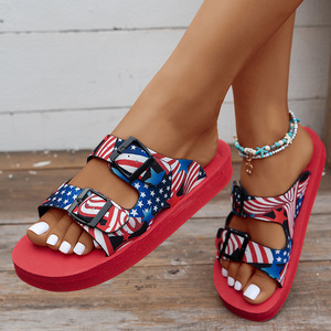Custom Bridal Canvas Large Size Beach Buckle Eva Flat Round Toe Casual Slides slippers Printed Shoes Wholesale for <strong>Weddings</strong> - Product Image 4