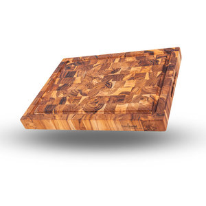 Top lớp rắn bằng gỗ lớn <span class=keywords><strong>butcher</strong></span> cắt khối gỗ End hạt gỗ tếch thớt với nước trái cây rãnh - Product Image 3