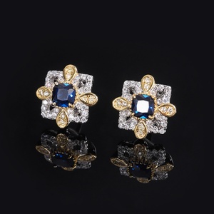 Vintage Fashion Jewelry Eco-friendly Copper Gold Plated Insert 4*4mm Green Zircon Floral <b>Earrings</b> Women for Daily Wear - Product Image 3