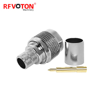 Factory Supply N Type Male Plug Crimp Straight for LMR400 Coaxial Brass Cable RF Coax Solder Pin Connector ROHS in Stock Macho