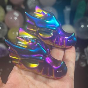 ขายส่งหินบลัดสโตนแอฟริกันและงานแกะสลักหัวกะโหลกมังกรเคลือบสีน้ำเงินม่วง ขนาด 5-7 ซม. ของตกแต่งบ้านและสำนักงานที่ไม่เหมือนใคร - Product Image 3