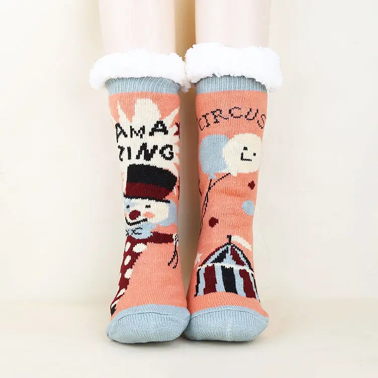 Women Cute House Hold Terry Socks With Jacquard Animal Patterns