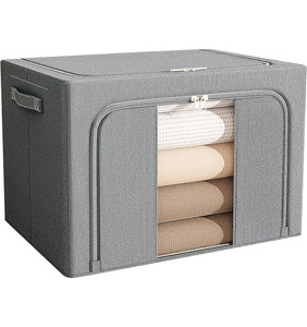 Sac de rangement pliable grande capacité pour couettes, en tissu épais, boîtes de rangement carrées pour le rangement domestique et les armoires - Product Image 1
