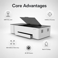 Machine de découpe et de gravure au laser CO2 60W 500x300mm, contrôle WiFi, grave acrylique/cuivre/cuir/MDF, pour cadeau personnalisé