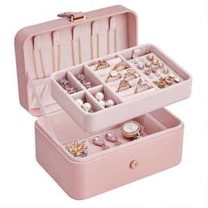 Portable PU Leather Mini Jewelry Organizer Storage <b>Case</b> Women's Earring Travel Jewelry Box <b>Small</b> Jewelry <b>Case</b> for Girls - Product Image 1