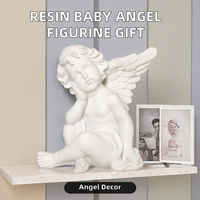 Figurine d'ange blanc en résine, chérubin assis en méditation, décoration