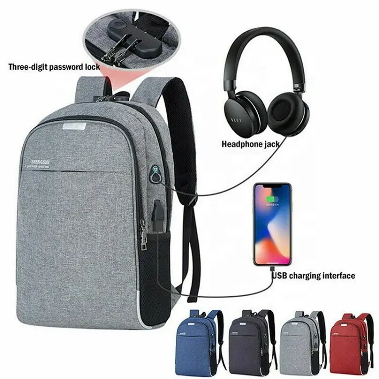 Fashion Smart Anti Theft Waterproof USB Charging Port Backpacks Custom Men Womens Laptop Backpack With Logo For School Girls