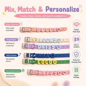 Wholesale Personalized Name Collar <b>Slide</b> English Letters for DIY Pet Collar Charms Traction Rope Decorative Silicone Dog Pendant - Product Image 3