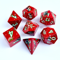 Juego de 7 dados acrílicos para regalo de Navidad, dados con números en blanco y verde con bordes afilados para juegos de DND y fiestas navideñas, venta al por mayor con MOQ bajo