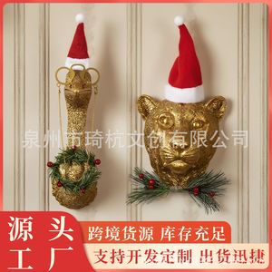 Decoración de Pared de Resina con Forma de Pantera Dorada Qi Hang, Decoración Navideña para la Entrada del Hogar - Product Image 5