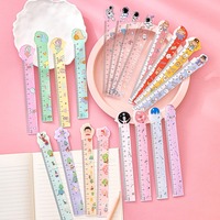 Règle de dessin créative en plastique de 15 cm, motif dessin animé mignon, pour fournitures scolaires, outil de mesure, vente en gros, règle stylisée mignonne