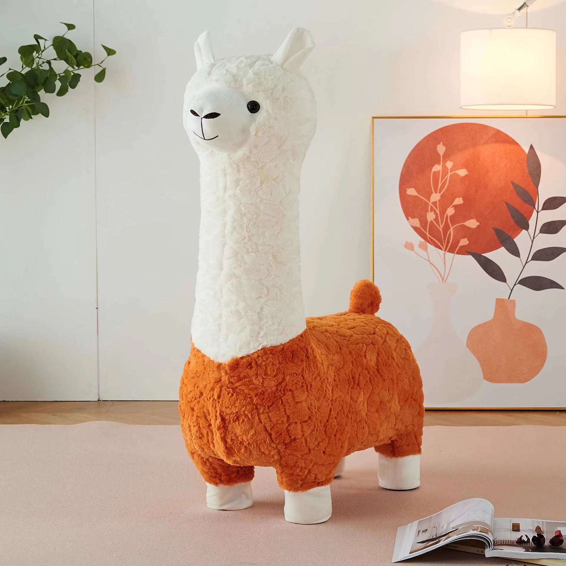 Polaire d'agneau amovible et lavable, grande taille 110 cm, orange