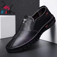Chaussures plates pour hommes en cuir PU, semelle extérieure en caoutchouc, doublure en mesh, légères, pour l'été, le printemps et l'automne, mocassins à enfiler