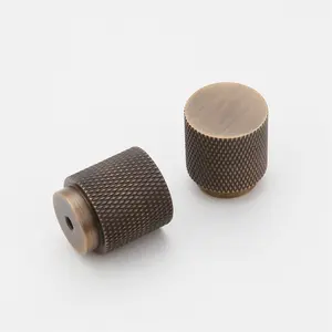 MAXERY Vintage Brass Knurled Cabinet Handle Antique Brushed Brown Furniture Handles Cabinet Knobs Minimalist Handles Knobs